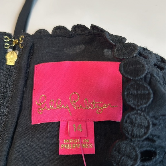 Lilly Pulitzer Priscilla Long Sleeve Black Eyelet Dress Sz 14 - Picture 9 of 12